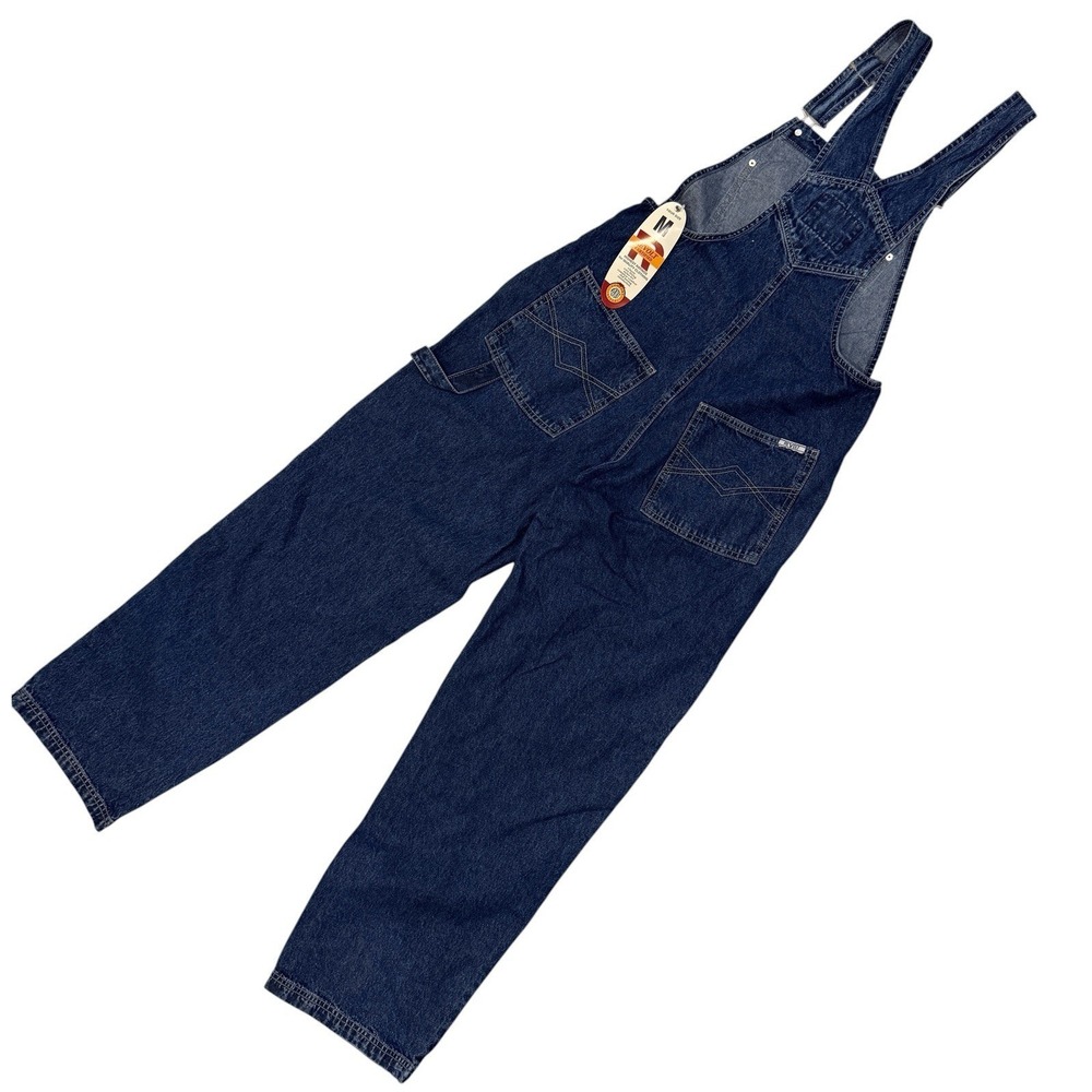 NWT Revolt Women Bib Overalls M Wide Leg Carpenter Vintage 90s Blue Stripe Denim - Picture 6 of 13